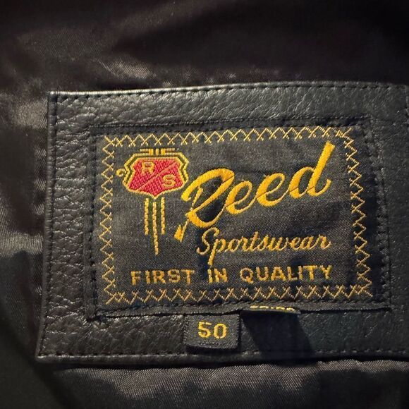 Reed Sportswear Men’s Leather Motorcycle Bomber Jacket Size 50 - Picture 5 of 13